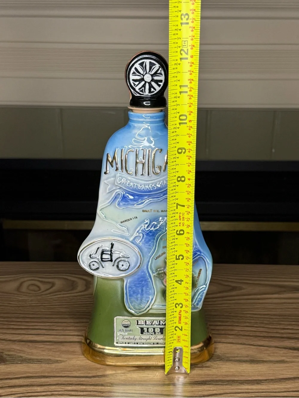 Jim Beam Michigan 1972 Decanter-Collectible-Tax Stamp Tape & Plastic Stopper